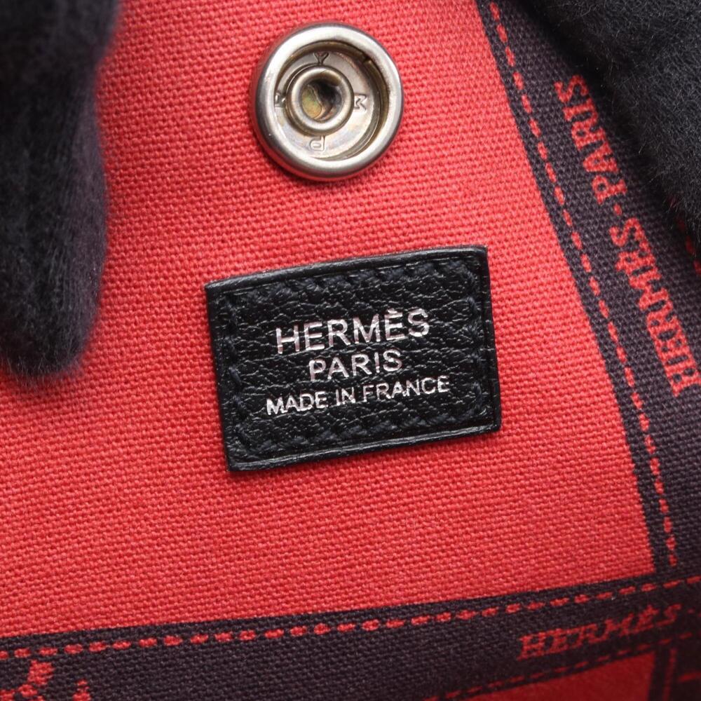 Hermes Garden Party PM Bolduc Ribbon Tote Bag Handbag Leather Toile H Women's... - Picture 4 of 10